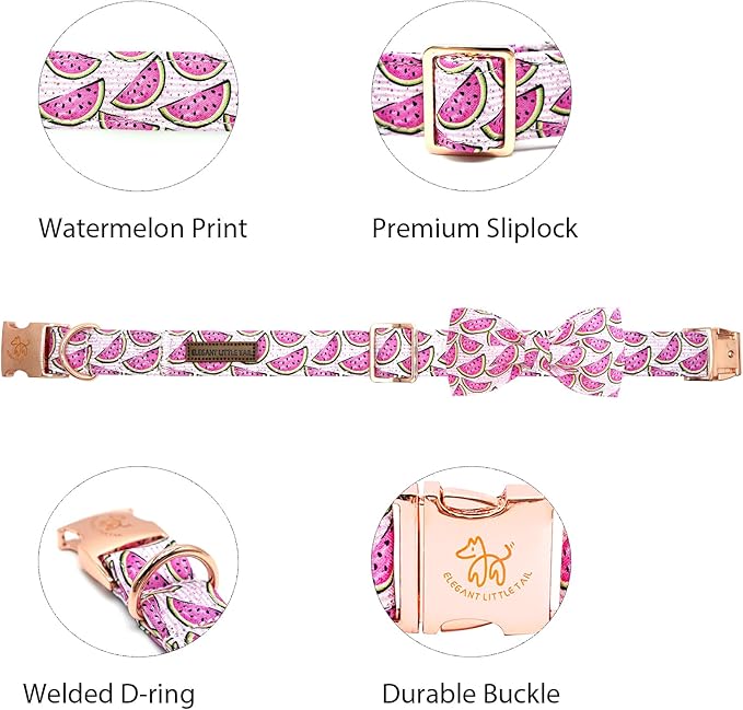 Elegant little tail Dog Collar, Watermelon Print Pet Collar Summer Dog Collar Durable Metal Buckle Dog Collars Cotton Pet Adjustable Dog Collars for X-Large Dogs