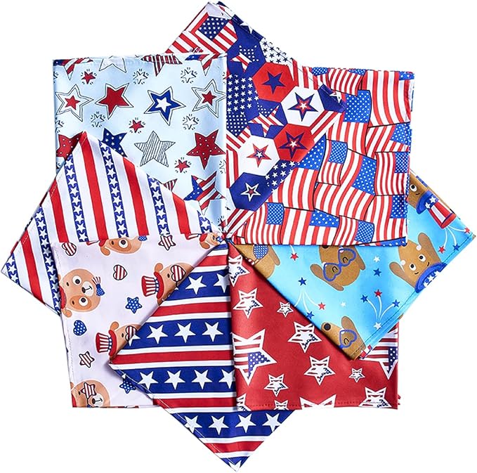 50PCS 4th of July Memorial Day Dog Bandanas Large Bulk American Flag Patriotic Balloons for Extral Large XL XXL Breed Scarves Independence Day Party Grooming