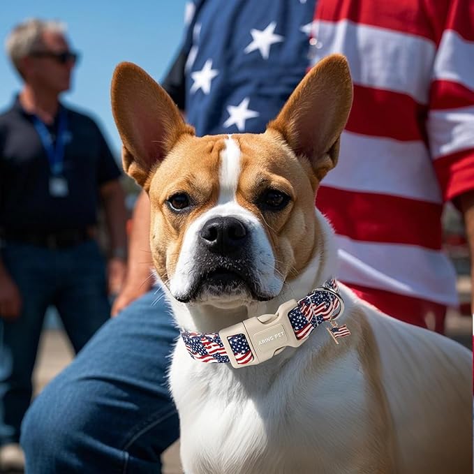 ARING PET American Flag Dog Collar-Cute 4th of July Dog Collars, Adjustable Patriotic Pet Collars Puppy Collar with Quick Release Buckle