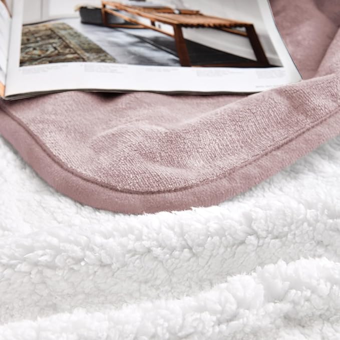 Waterproof Blanket for Bed Couch Sofa, Soft Liquid Pee Proof Pet Blanket for Dog Puppy Cat, Reversible Sherpa Fleece Furniture Protector (Dusty Pink, 30x40 inches)