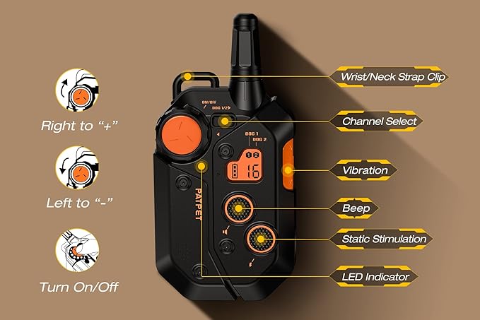 PATPET 3/4 Mile Range Dog Training Collar with Remote for Medium Large Dog, 15-150lbs Dog Shock E Collar 2 Packs