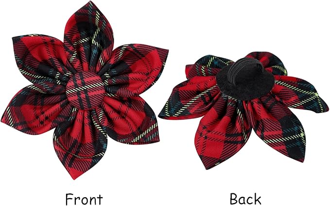 Lionet Paws Christmas Dog Collar with Flower, Dog Flower Collar with Metal Buckle for Dogs, Adjustable Comfortable Dog Collar Girl Gift, S, Neck 10-16 in
