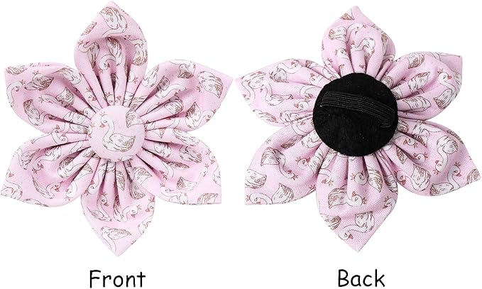 Lionet Paws Design Dogs Collar Cute Pink Flower Dog Collars for Girl Female Small Medium Dogs with Swan S