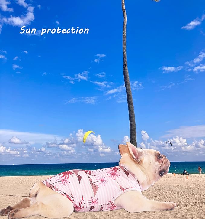 Hawaiian Dog Shirts,Quick Dry Summer Cooling Mesh Coconut Printing T-Shirt for Large Dogs,Pink+Green XXXL