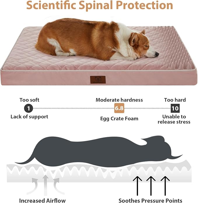 WNPETHOME Orthopedic Dog Bed - Extra Large Waterproof with Removable Cover & Anti-Slip Bottom, Egg Crate Foam Mat, Multi-Needle Quilting XL Dog Crate Bed