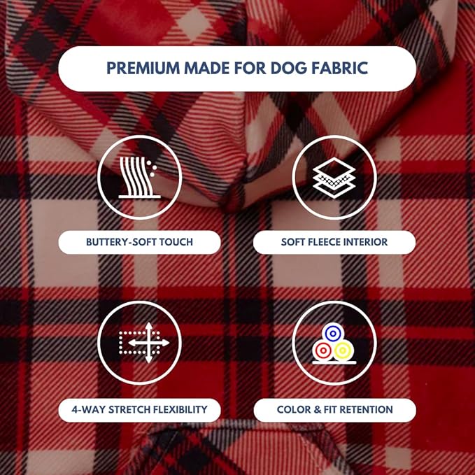 Spark Paws Dog Hoodie - Premium Quality, Buttery Soft, Superior Comfort and Fit, Calming Fleece Interior, Suitable for All Breeds - Red Plaid, 3XL