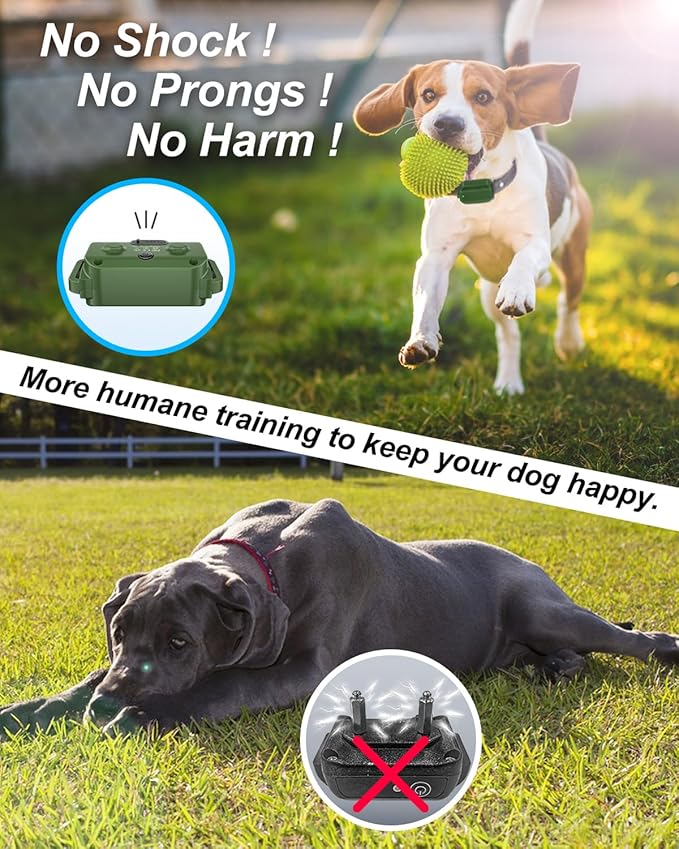 No Shock Dog Training Collar with Remote, Dog Vibration Collar with Controller Beep and Vibrate Only, Safe Lock Waterproof Rechargeable Vibrating Collars for Dogs(10-120 lbs)-No Prongs