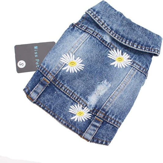 Pet Clothes Denim Dog Costume Summer Cowboy Vest Daisy Shirt Jeans Jacket Puppy Clothing for Chihuahua Yorkies XXL