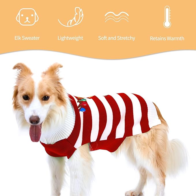 NACOCO Dog Sweater Pet Christmas Elk Bells Sweaters Halloween Reindeer for Small Dog and Cat (S, Red)