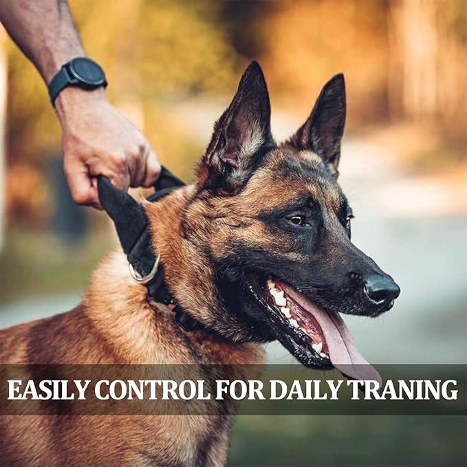 COOYOO 3-Piece Tactical Dog Collar Set - Adjustable Military Nylon with Control Handle and Heavy Metal Buckle for Medium & Large Dogs