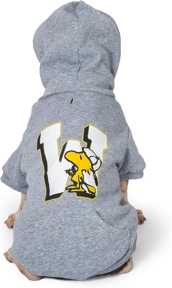 Woodstock Collegiate Dog Hoodie Sweater, Large, Soft and Comfortable Apparel Clothing Shirt for Large Dogs, Grey