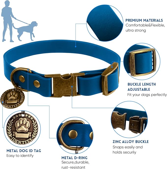Wisedog Dog Collar and Leash Set Combo: Adjustable Durable Pet Collars with Dog Leashes for Small Medium Large Dogs,Includes One Bonus of Poop Bag Holder (XS, Blue)