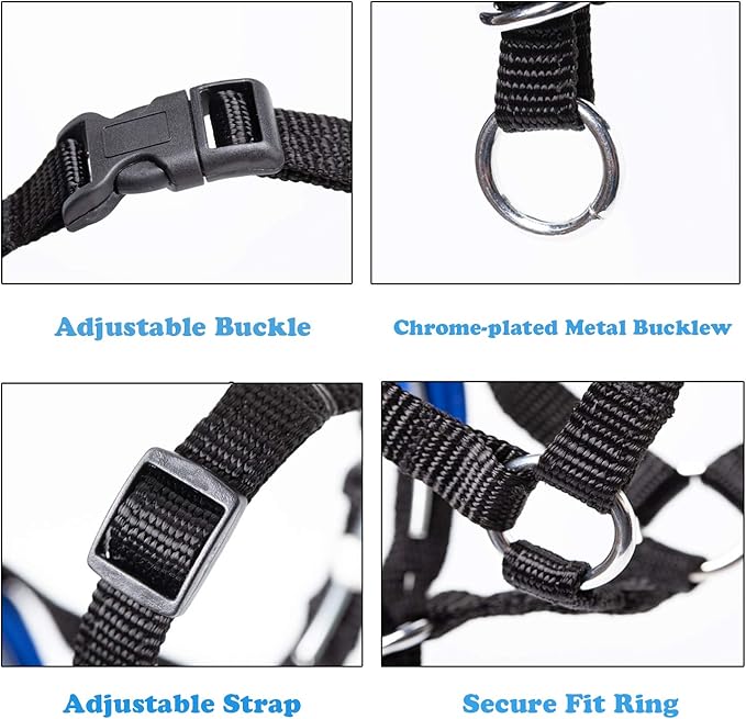 Dog Head Collar, Fabric Padded Head Collar for Dogs to Prevent Pulling, Adjustable Dog Head Harness (S,Black)