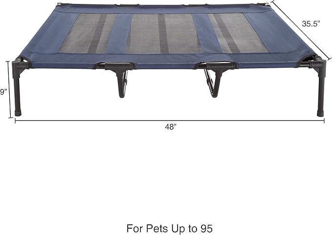 Elevated Dog Bed - 48x35.5-Inch Portable Pet Bed with Non-Slip Feet - Indoor/Outdoor Dog Cot or Puppy Bed for Pets up to 110lbs by PETMAKER (Blue)