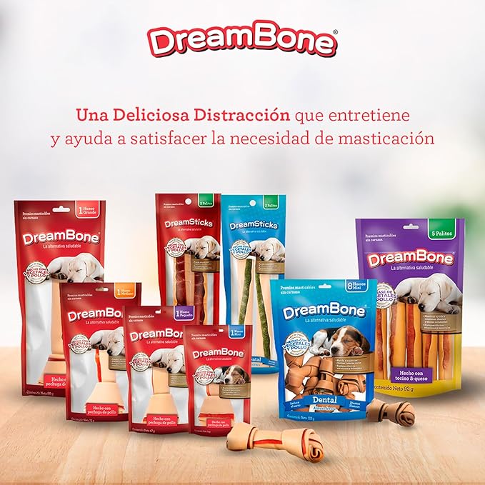 DreamBone Mini Chews, Made with Real Chicken and Vegetables, Rawhide Free Dog Chews, 8 Count