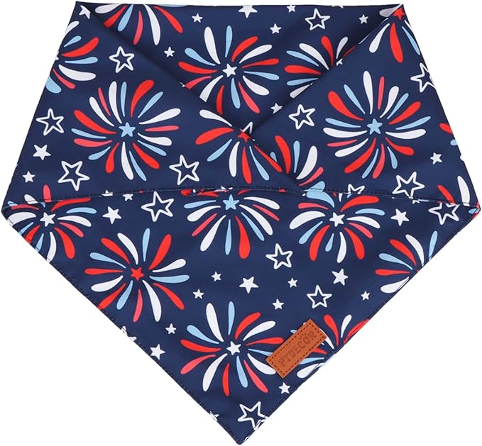 PTDECOR American Flag Dog Bandana 4th of July Dog Puppy Scarf Reversible Red Blue Patriotic Bandanas for Small Dogs Pets (Blue & Red, Small)
