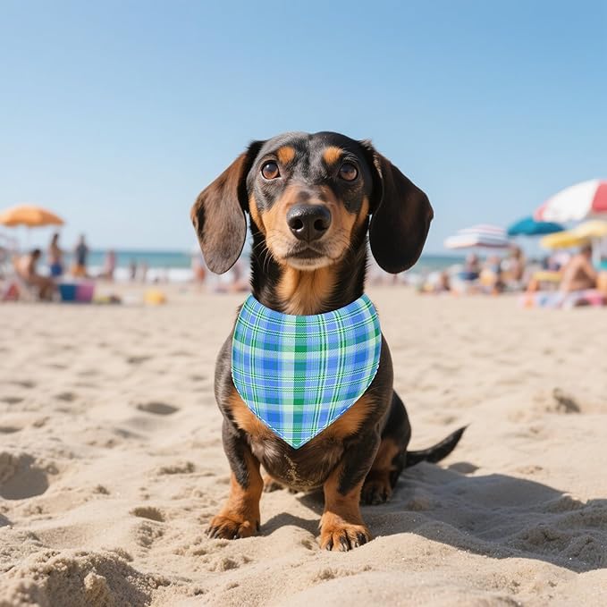30 Pcs Plaid Dog Bandanas for Small Dog Polyester Medium Dog Bandana Bulk Reversible Print One Side Large Plaid Scarves Party Grooming M