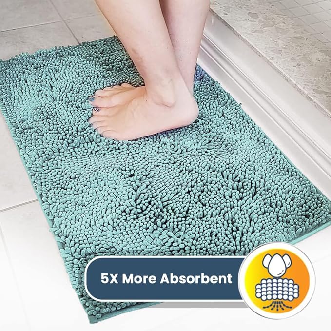 Muddy Mat® Shown on TV–Super Absorbent Microfiber Dog Door Mat for Muddy Paws, Non-Slip Washable Pet Rug, Quick Dry Chenille Entryway Carpet, Machine Washable Indoor Outdoor mat–Seafoam Green 35"x24"