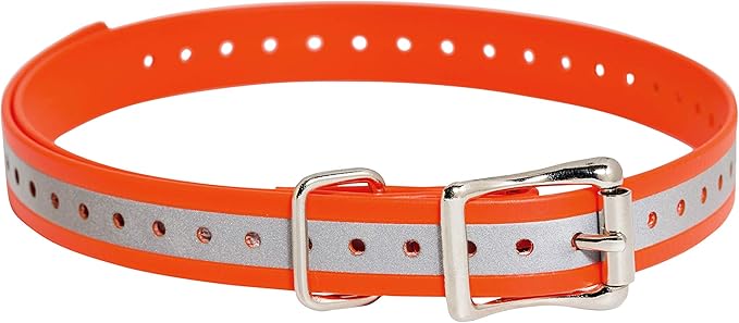 SportDOG Brand 3/4 Inch Collar Straps - Waterproof and Rustproof - Tighlty Spaced Holes for Proper Fit - Reflective Orange