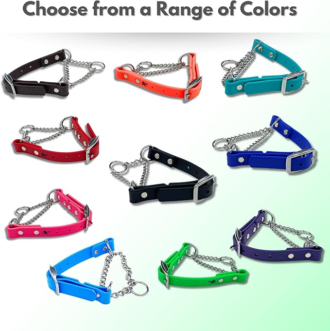 Martingale Collar for Dogs, Biothane, Stainless Steel Hardware, No Pull, Made in The USA, Professional Grade. Large, Black