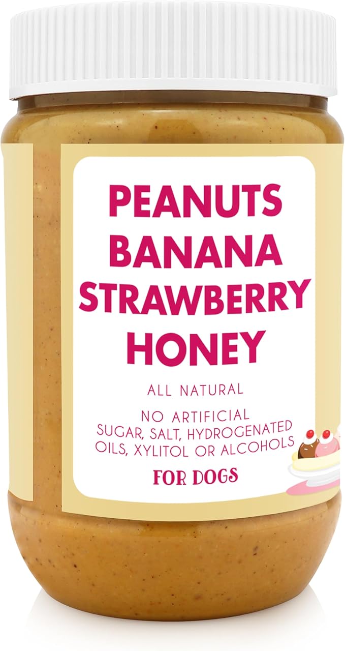 BUDDY BUDDER Banana Split, 100% Natural Peanut Butter, Healthy Dog Treats, Stuff in Toy, Pill Pocket, Made in USA, 17 oz Jars