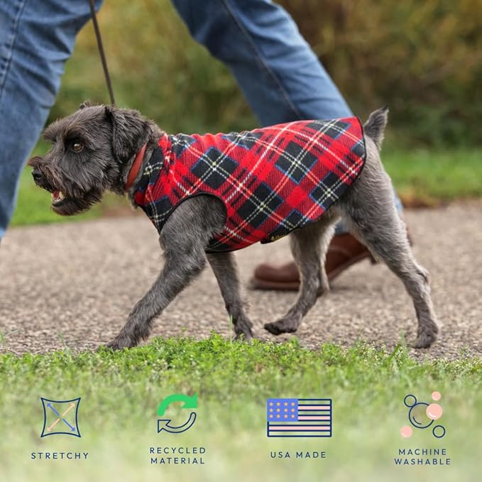 Stretch Fleece Dog Coat, Stretchy Pet Sweater, Machine Washable Pullover for Winter and Fall, Cornflower Blue, 8