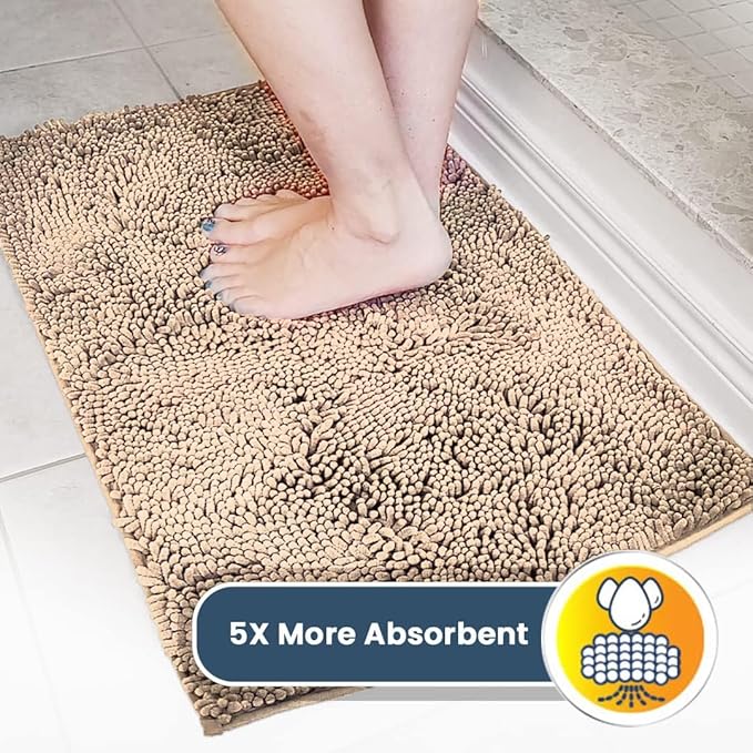 Muddy Mat® Original Dog Door Mat for Muddy Paws, Super Absorbent Microfiber, Non-Slip Washable Pet Rug, Quick Dry Chenille Entryway Carpet, Machine Washable Indoor Outdoor mat, Beige 24"x96"