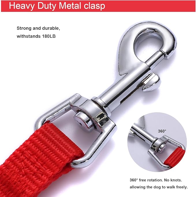 6 FT Puppy Leashes, Strong Traditional Style Leash with Easy to Use Collar Hook,Dog Lead Great for Small and Medium and Large Dog (Red, 5/8 in x 6 ft)