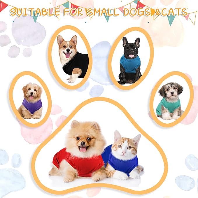 16 Pieces Small Dog Clothes Cute Blank Puppy Shirts Soft Dog Sweatshirts Breathable Outfit for Pet Cats Accessories, 16 Styles(S)