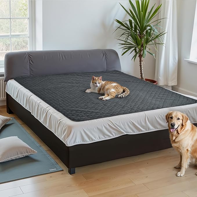 Amazon Basics Dog Bed Cover, Washable, Quilted Furniture Protector for Indoor Pets, Non-Slip Couch Cover Extra Small, Gray