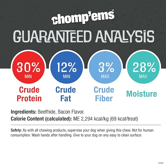 CHOMP 'EMS Ruffin' It 21000 Purehide Bars Dog Chew, 6.35 oz