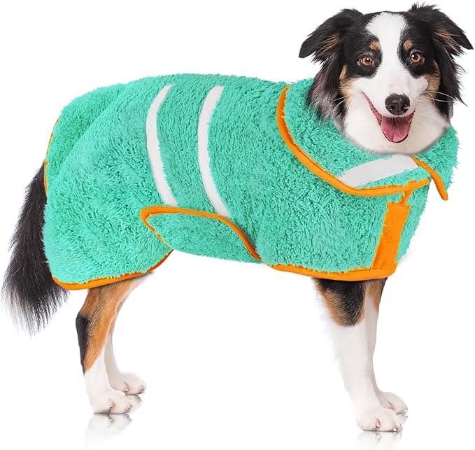 Dog Bathrobe Super Absorbent Dog Towels for Drying Dogs Large Quick Drying Puppy Robes for After Bath Soft Puppy Towel Adjustable Dry Coat to Keep Warm(S-XXL)