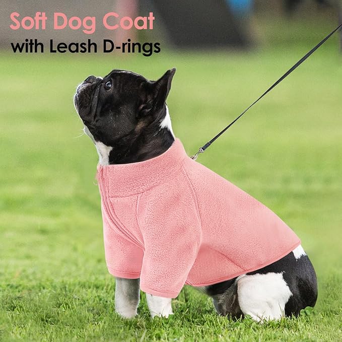AOFITEE Dog Fleece Sweater, Small Dog Sweater, Warm Dog Sweaters for Small Dogs Male Female, Fleece Dog Vest Pet Winter Clothes, Lightweight Dog Jacket Sweatshirt with D-Ring and Turtleneck, M