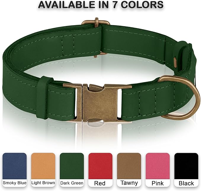 AirTag Dog Collar - Genuine Leather Dog Collar with Apple AirTag Holder and Metal Buckle - Smart GPS Tracking Pet Collars for Small Medium Large Dogs Puppy (Dark Green, XL, 20"-25" Neck Fit)
