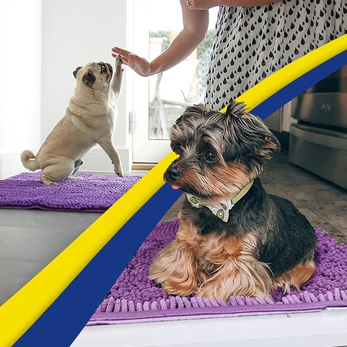 Muddy Mat® Original Dog Door Mat for Muddy Paws, Super Absorbent Microfiber, Non-Slip Washable Pet Rug, Quick Dry Chenille Entryway Carpet, Machine Washable Indoor Outdoor mat, Purple 18"x28"