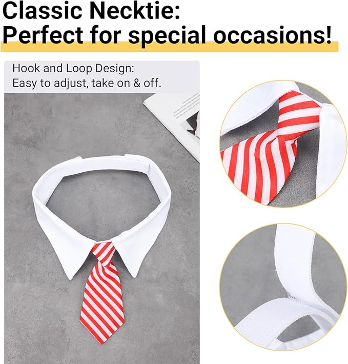 Segarty Neck Tie for Dogs, 6 Pack Adjustable Cute Pet Ties Collars Grooming Accessories Formal Wedding Costume for Medium Large Dogs, Black Red Star Dog Necktie Set Birthday Holiday Party (XL)