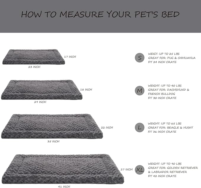 Washable Dog Bed Mat Reversible Dog Crate Pad Soft Fluffy Pet Kennel Beds Dog Sleeping Mattress for Large Jumbo Medium Small Dogs, 29 x 18 Inch, Gray