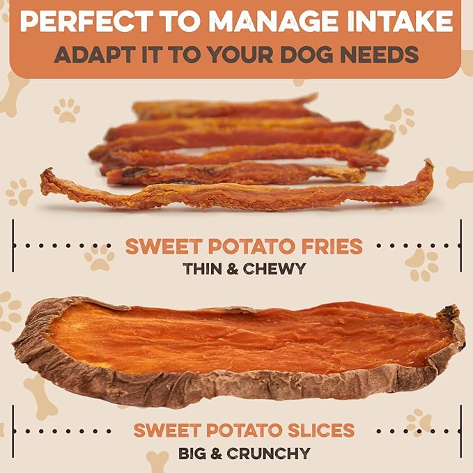 BRUTUS & BARNABY Sweet Potato Dog Treats- No Additive Dehydrated Sweet Potato Fries, Grain Free, Gluten Free and No Preservatives Added (14 oz)