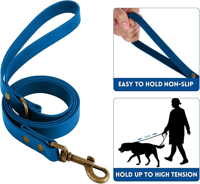 Wisedog Dog Collar and Leash Set Combo: Adjustable Durable Pet Collars with Dog Leashes for Small Medium Large Dogs, Includes One Bonus of Poop Bag Holder (M, Blue)