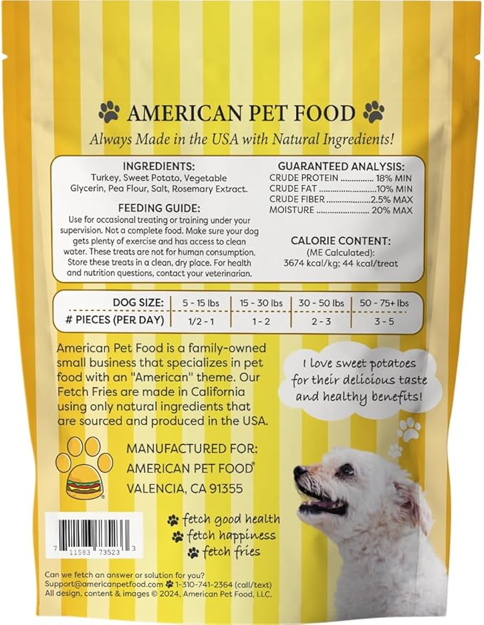 Turkey and Sweet Potato Jerky, All Natural Dog Treats, Soft and Chewy, Made in USA, Grain Free (5 oz)