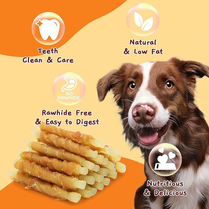 Jungle Calling Rawhide Free Treats for Dogs, Chicken Wrapped Cod Sticks Dog Treats, Soft Chewy Treats for Training Rewards, 10.6 oz (Chicken)