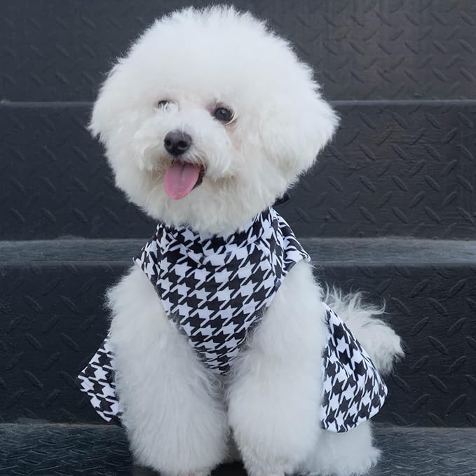 CuteBone Turtleneck Dog Velvet Dress Puppy Skirt Costume Pet Clothes Cat Apparel with Bow Hair Rope for Small Dogs CVD04XS