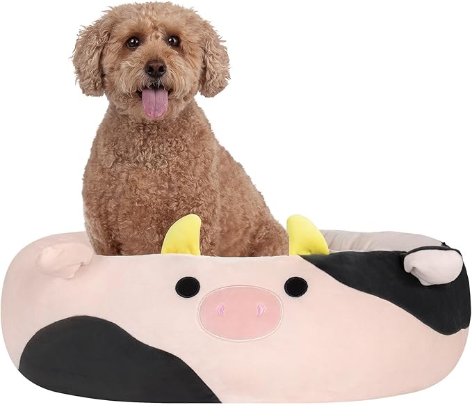 Squishmallows Original 24-Inch Connor The Cow Pet Bed - Medium-Sized Ultrasoft Official Jazwares Plush Pet Bed