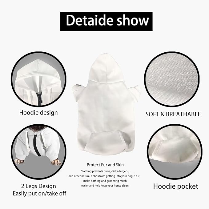 Howilath Christmas Snowflakes Dog Sweatshirt with Hood Warm Pet Clothes Comfortable Hoodie Streetwear for Small Medium Large Dogs