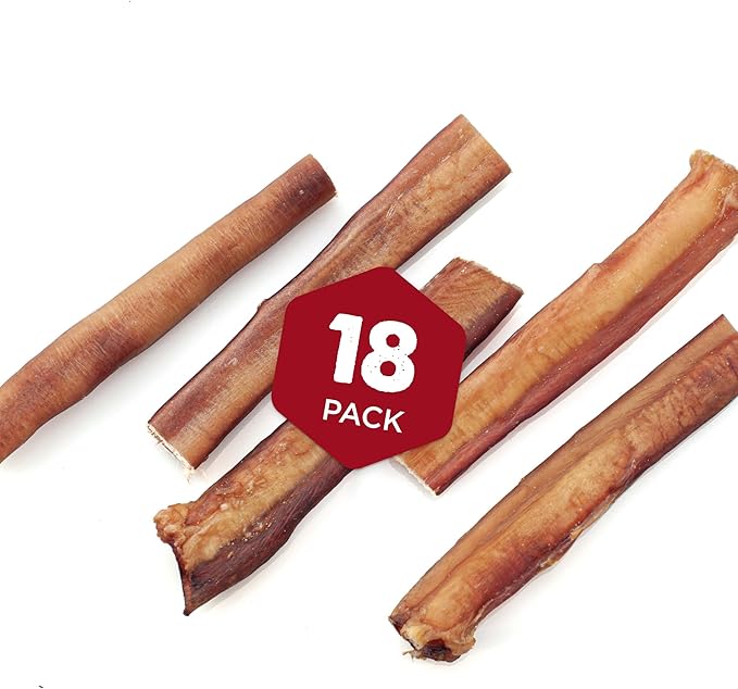 Best Bully Sticks 6 Inch Thick Bully Sticks - 18 Count (Pack of 1) - Natural, Grass-Fed, Single Ingredient, Grain and Rawhide Free, Ideal for Big Breeds