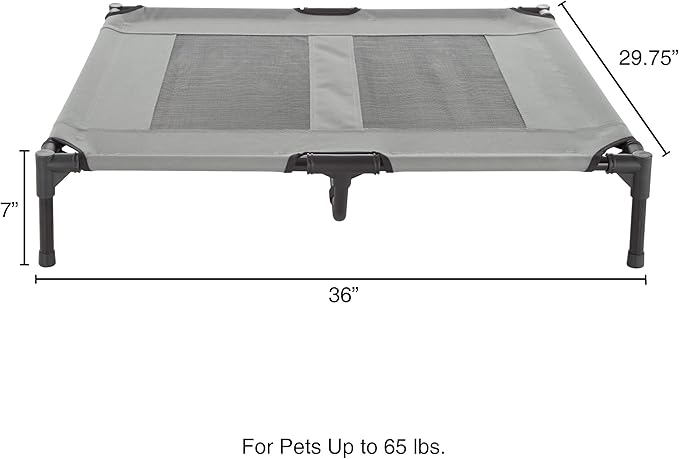 Elevated Dog Bed - 36x29.75-Inch Portable Pet Bed with Non-Slip Feet - Indoor/Outdoor Dog Cot or Puppy Mattress for Pets up to 80lbs by PETMAKER (Gray)