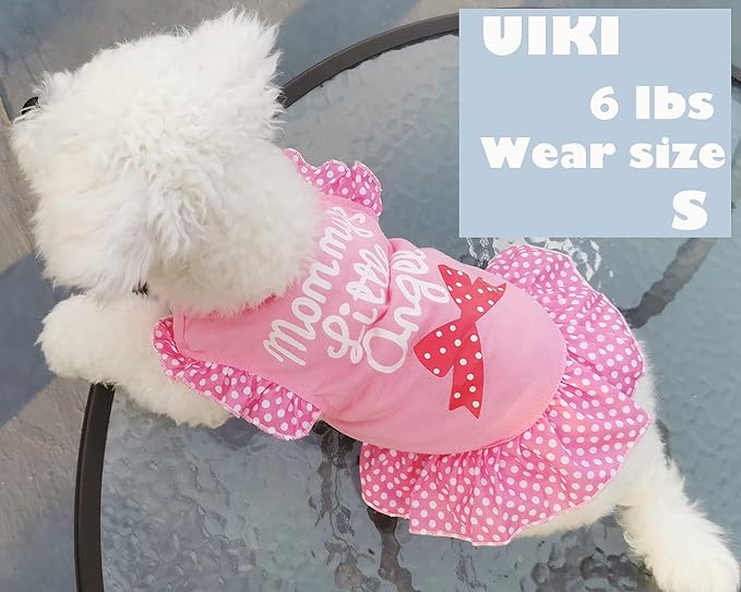 XPUDAC 4 Pieces Dog Dress Shirt Puppy Skirt Cute Doggie Dresses Thanksgiving Clothes Dog Apparel for Small Dogs and Cats (Pink Angel, XX-Small(1-2 lbs))