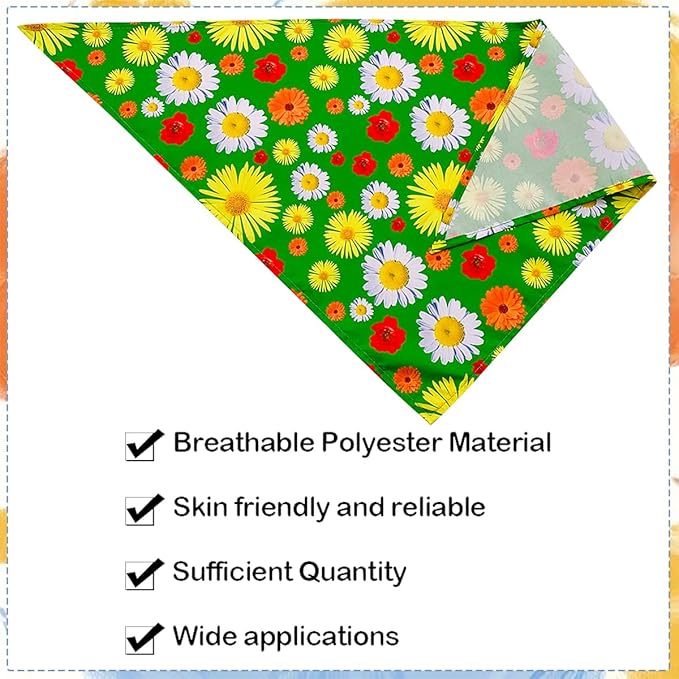100PCS Dog Bandanas Floral Spring Flowers Bulk for Small Medium Dog Pink Purple Bule Kerchief Triangle Bibs Head Scarves for Boys Girls Grooming Accessories Costume