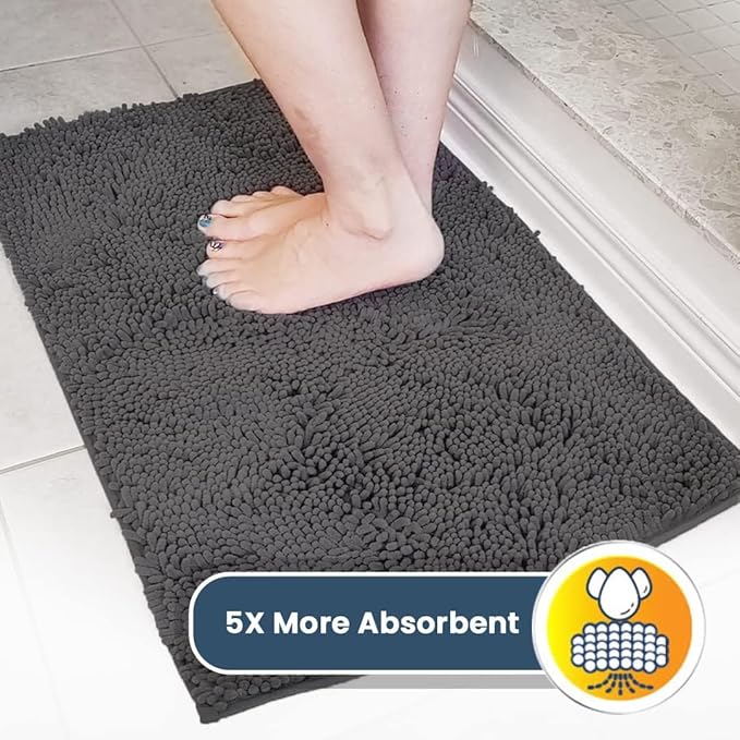 Muddy Mat® Original Dog Door Mat for Muddy Paws, Super Absorbent Microfiber, Non-Slip Washable Pet Rug, Quick Dry Chenille Entryway Carpet, Machine Washable Indoor Outdoor mat, Charcoal 24"x60"
