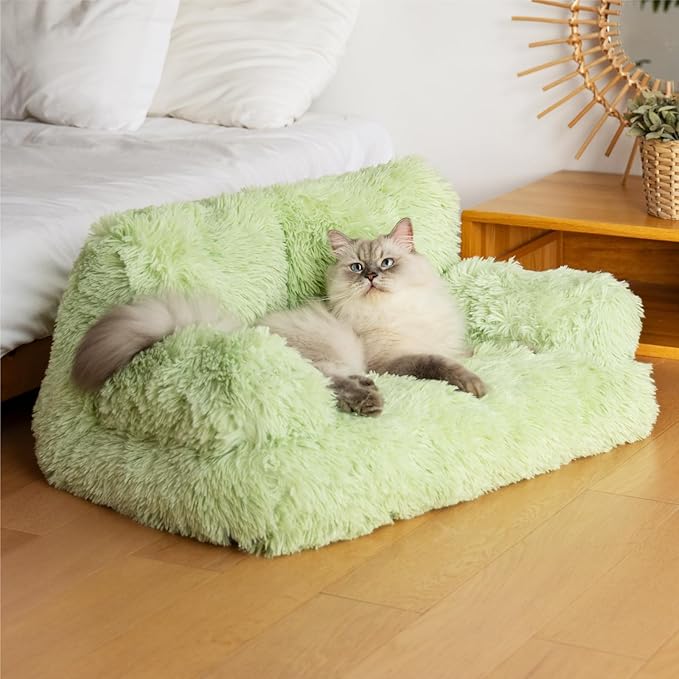 Mewoo Dog Couch, Small Dog Bed with Removable Washable Cover, Cute Cat Couch for Pets, Cat Beds for Indoor Cats with Anti-Slip Bottom (Green)